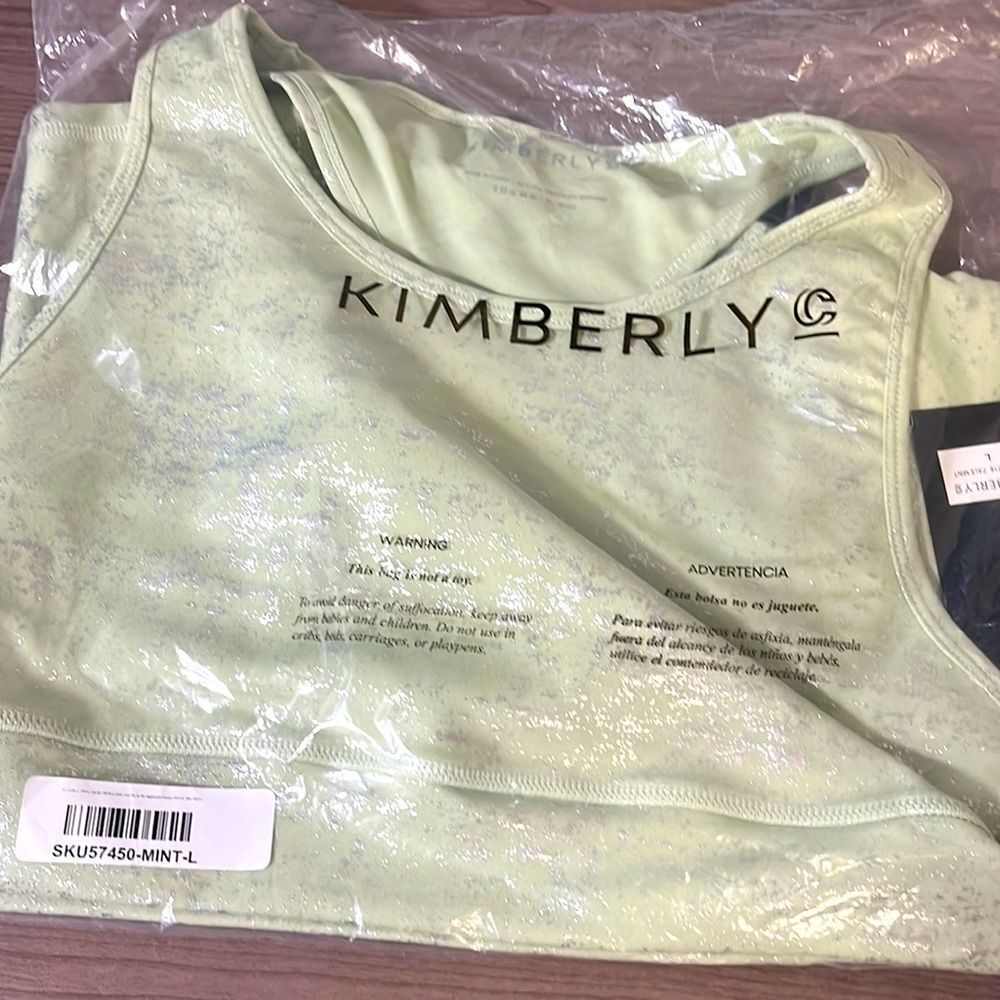 Kimberly C Mint Green High-Neck Sports Bra and leggings
